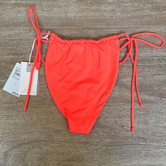 Good American Tiny Ties Bikini Bottom Hot Coral Size 2 - Picture 10 of 13